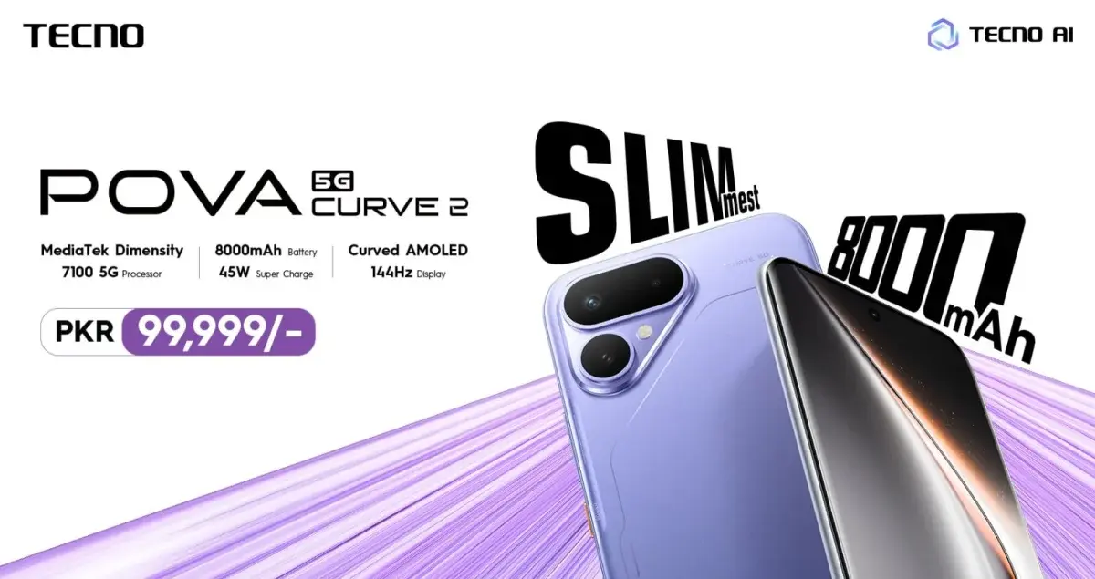 TECNO Launches POVA Curve 2 5G in Pakistan: 8,000mAh Battery in Ultra-Slim Design